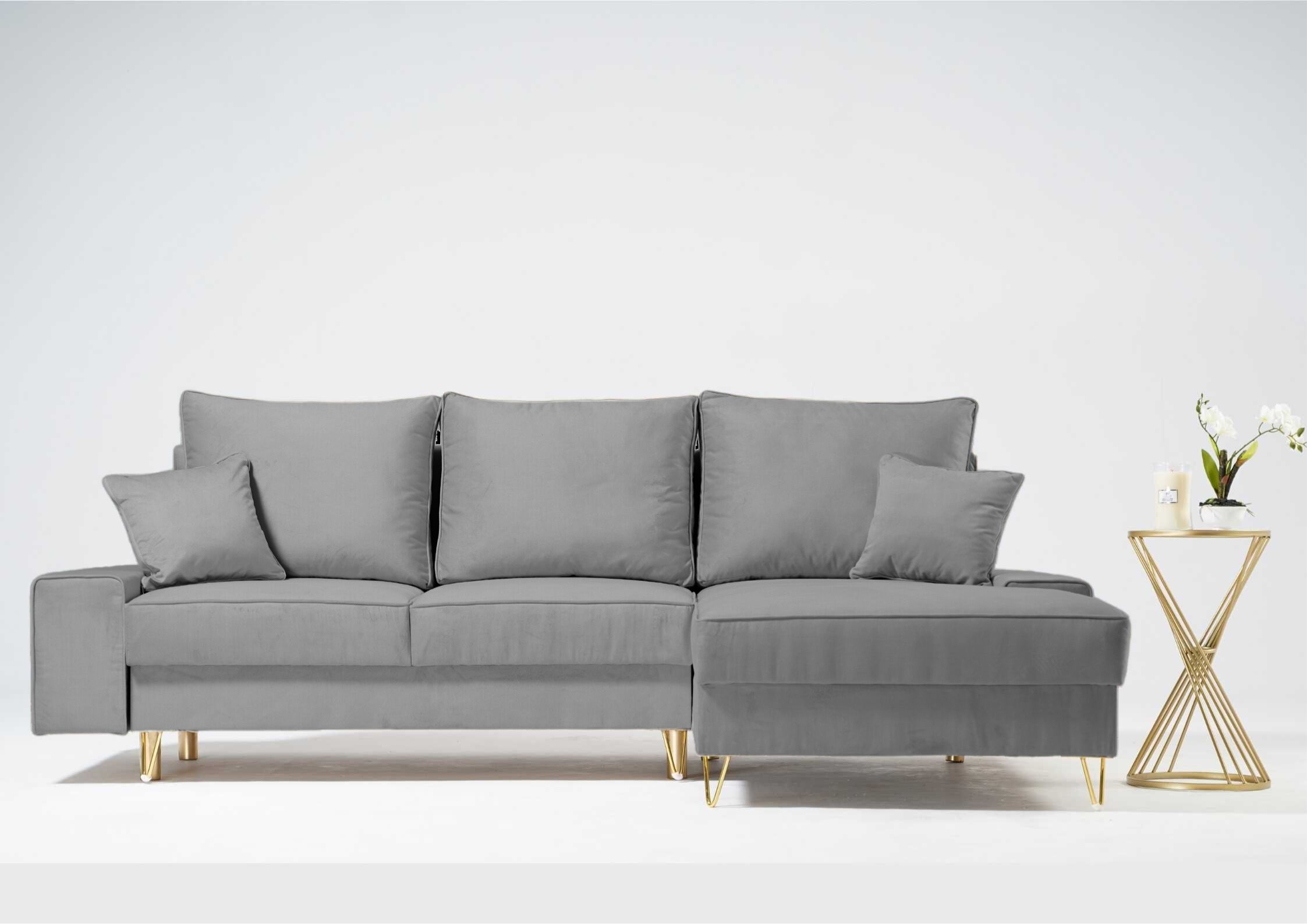 Szary narożnik na złotych nogach