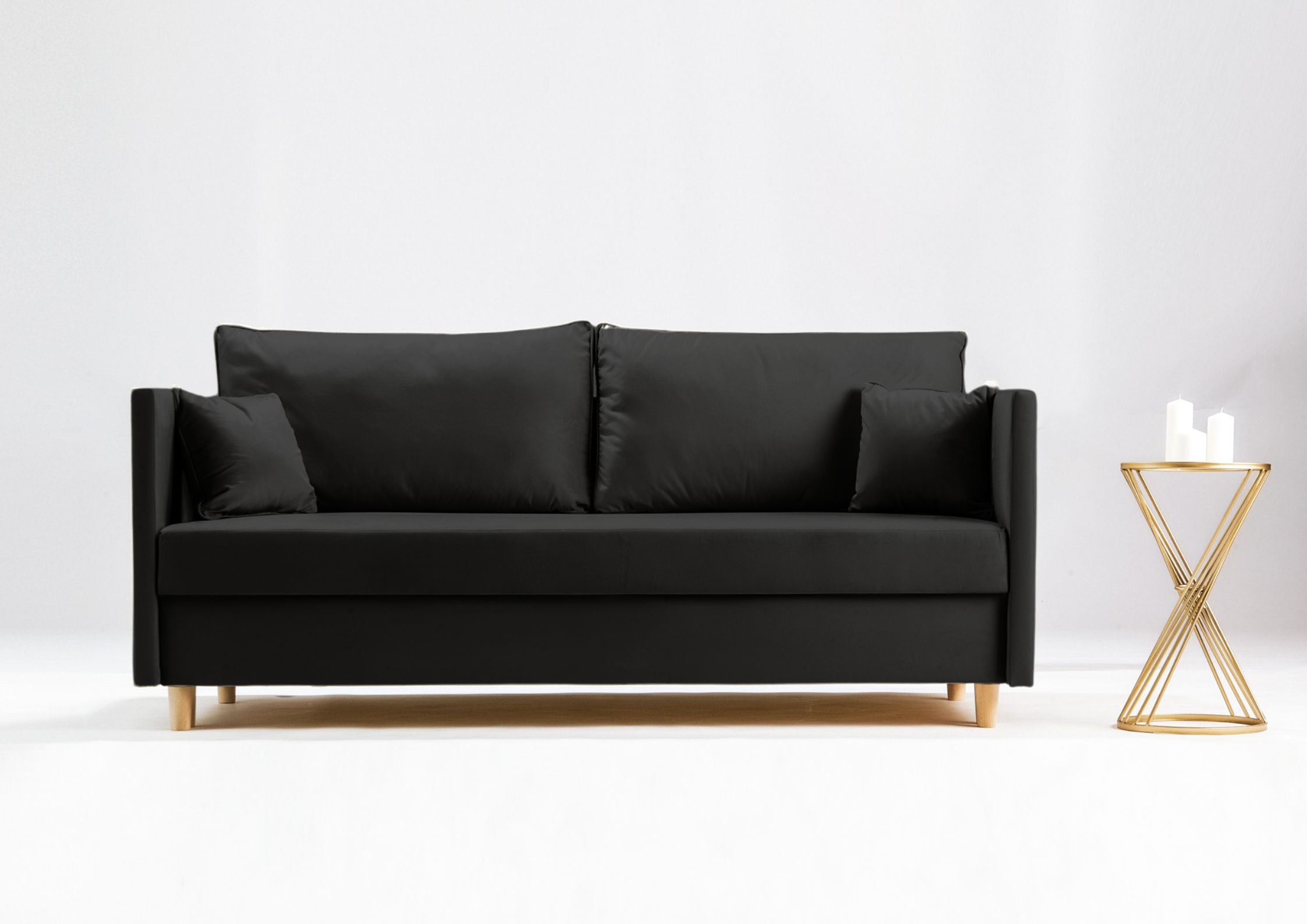Mała sofa rozkładana w kolorze czarnym Mała sofa rozkładana w kolorze czarnym
