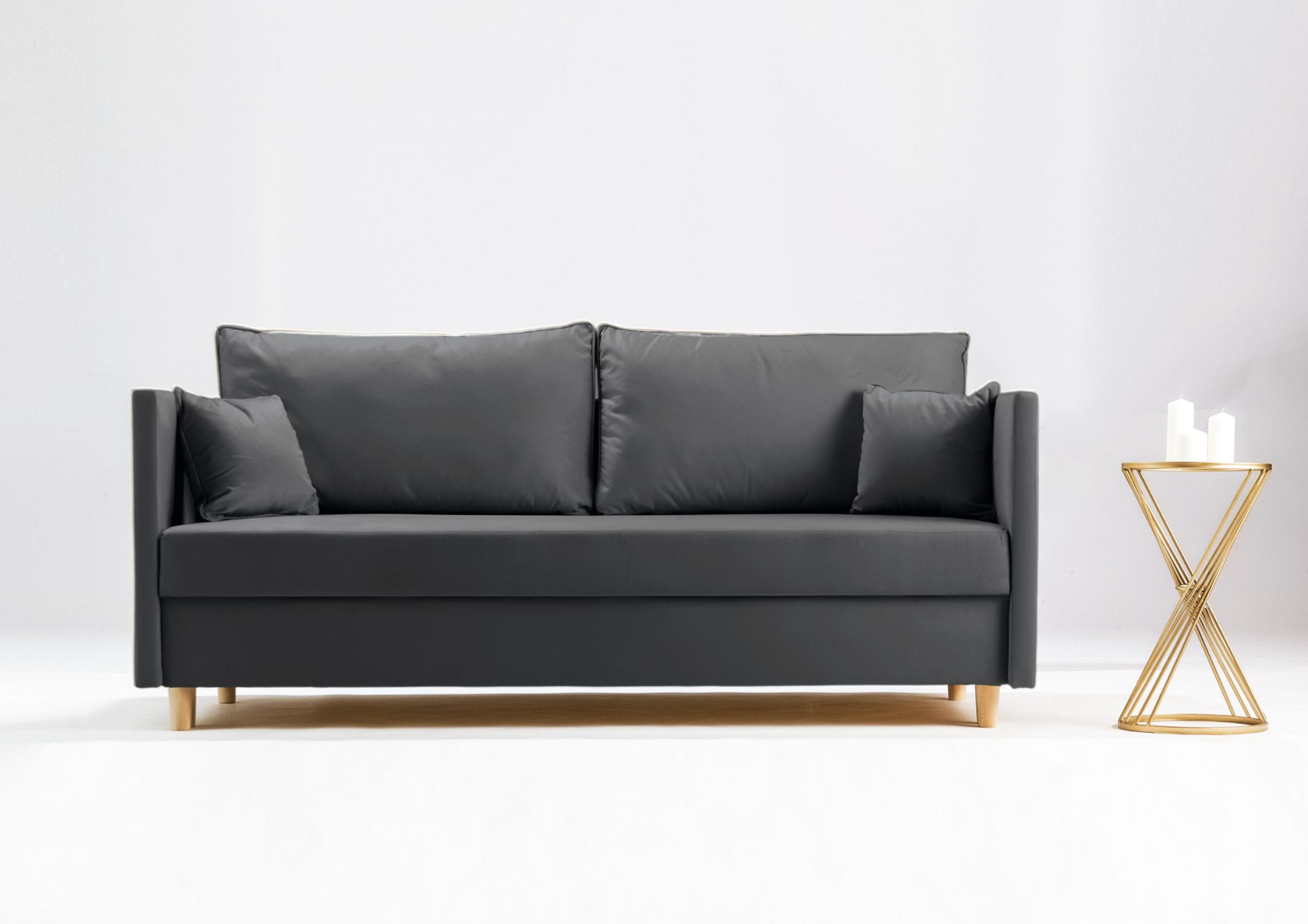 Mała sofa rozkładana w kolorze grafitowym Mała sofa rozkładana w kolorze grafitowym