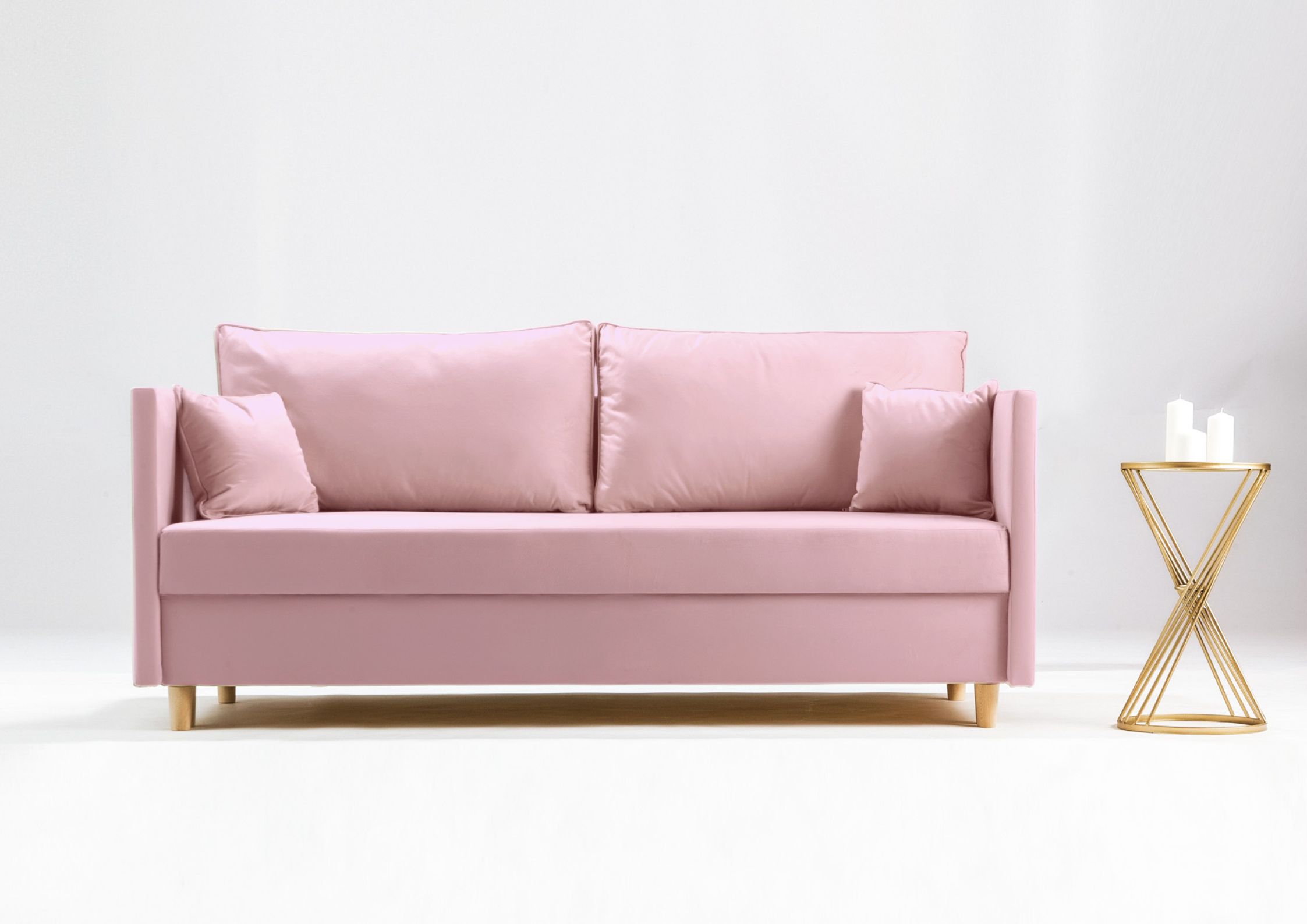 Mała sofa rozkładana w kolorze różowym Mała sofa rozkładana w kolorze różowym