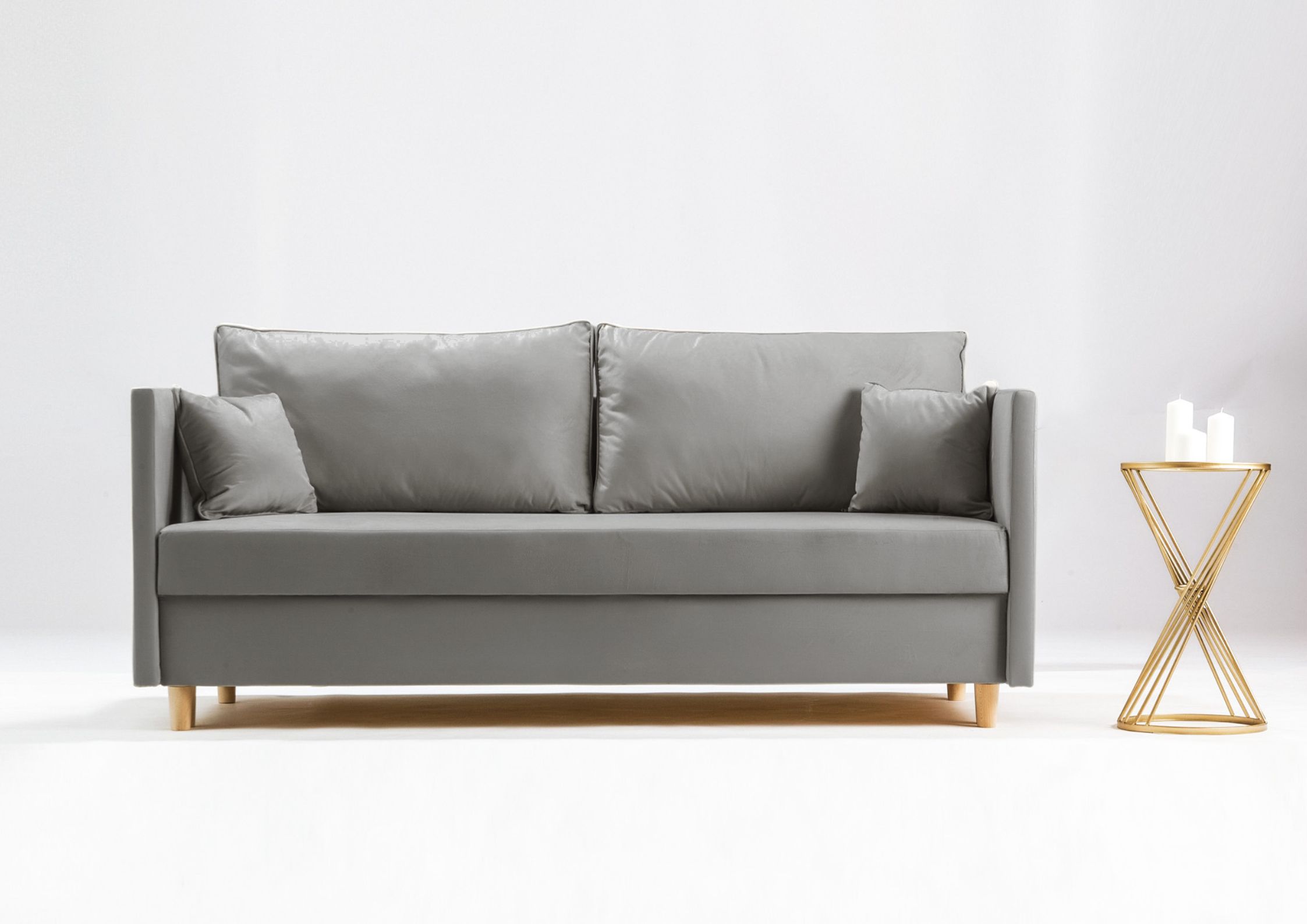 Mała sofa rozkładana w kolorze szarym Mała sofa rozkładana w kolorze szarym