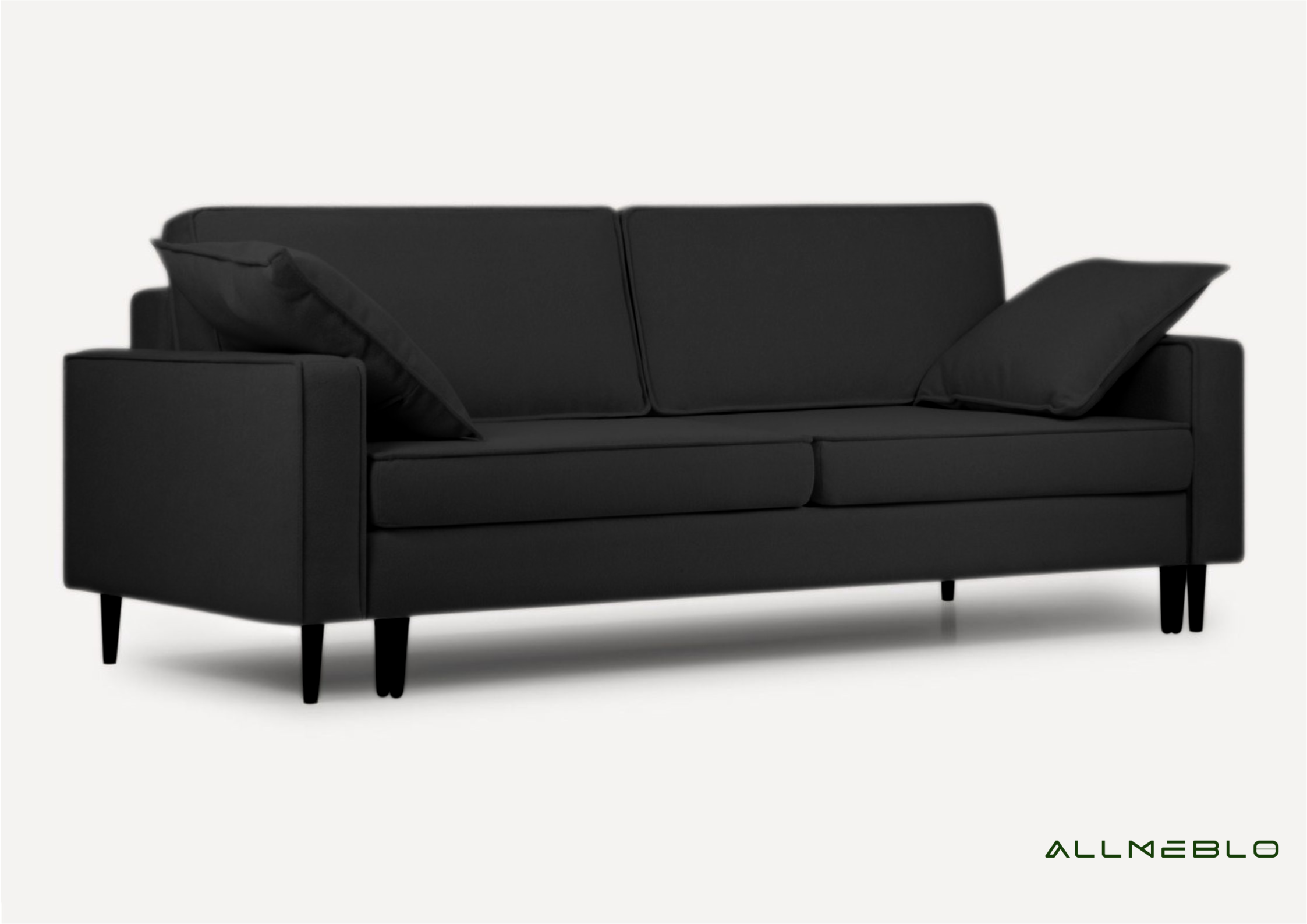 Czarna sofa rozkładana do małego salonu Czarna sofa rozkładana do małego salonu