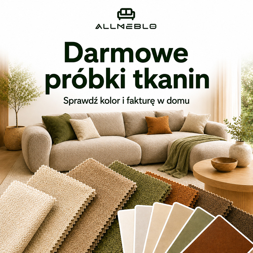 Darmowe próbki tkanin Allmeblo: sprawdź kolor i fakturę tkaniny u siebie w domu
