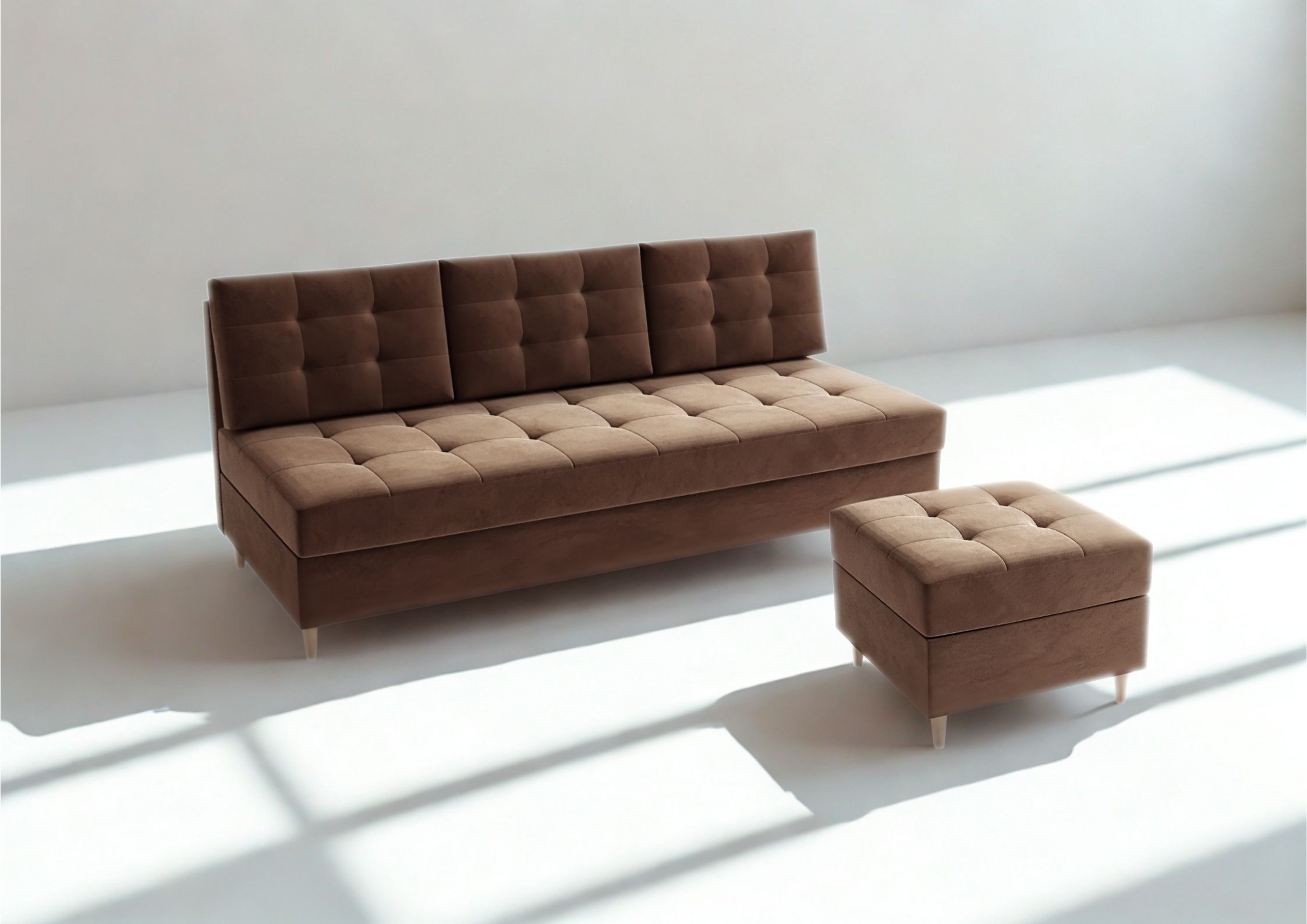 Sofa z pufą jako stoliczkiem Sofa z pufą jako stoliczkiem